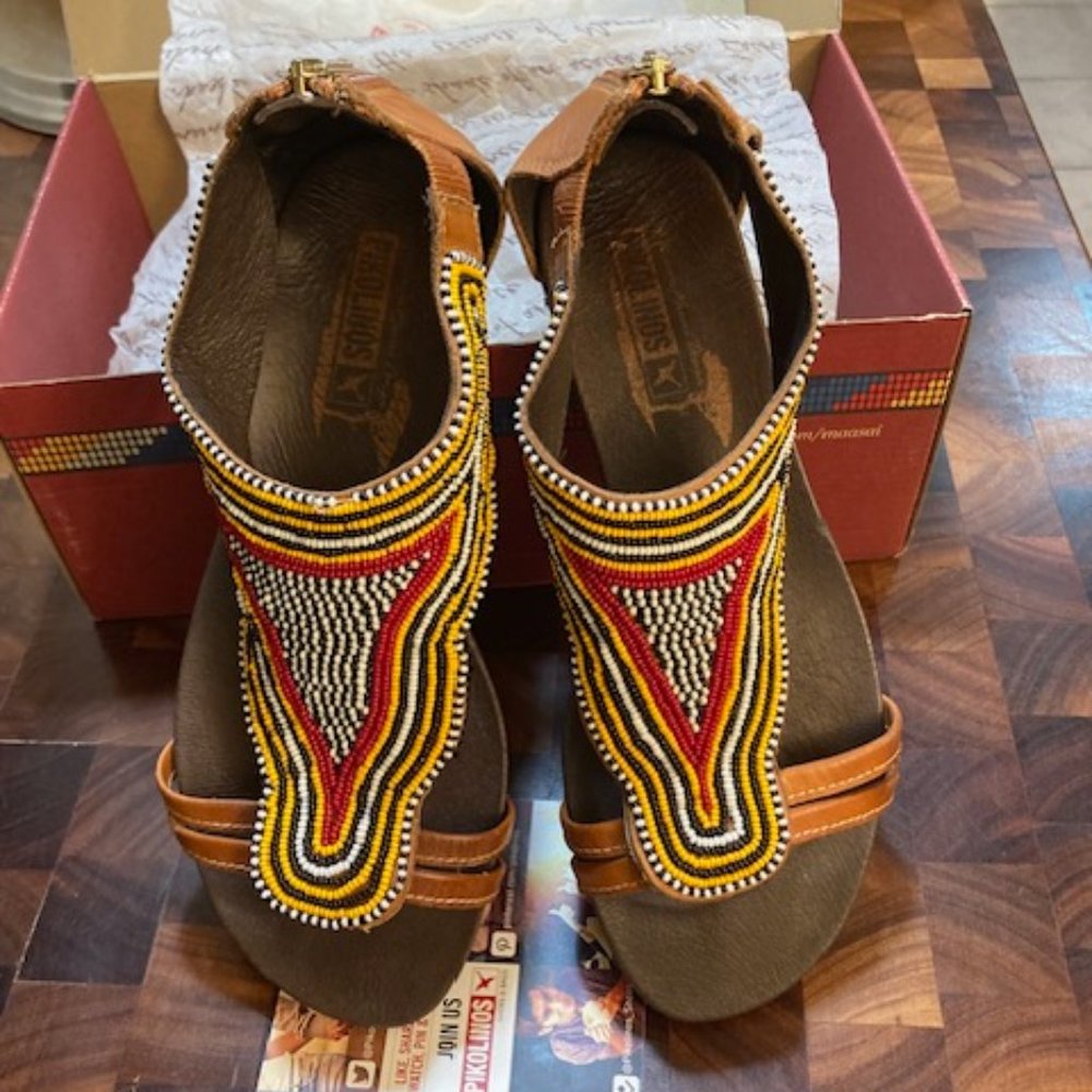 Pikolinos Caldera Orange Bead Sandals - Size 38
